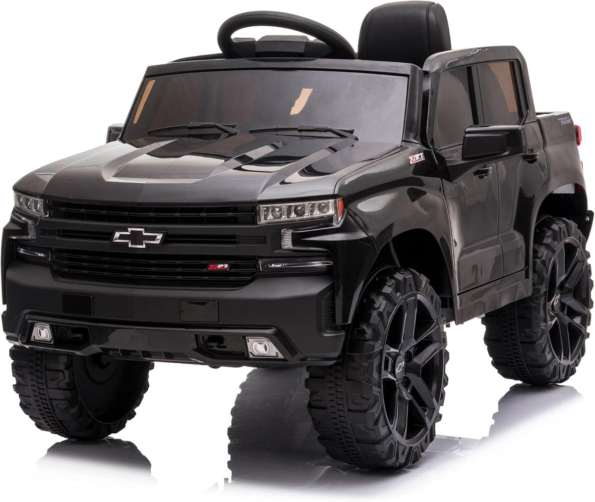 Black 12V Licensed Chevrolet Silverado Trail Boss LT Kids Ride On Truck Z248548