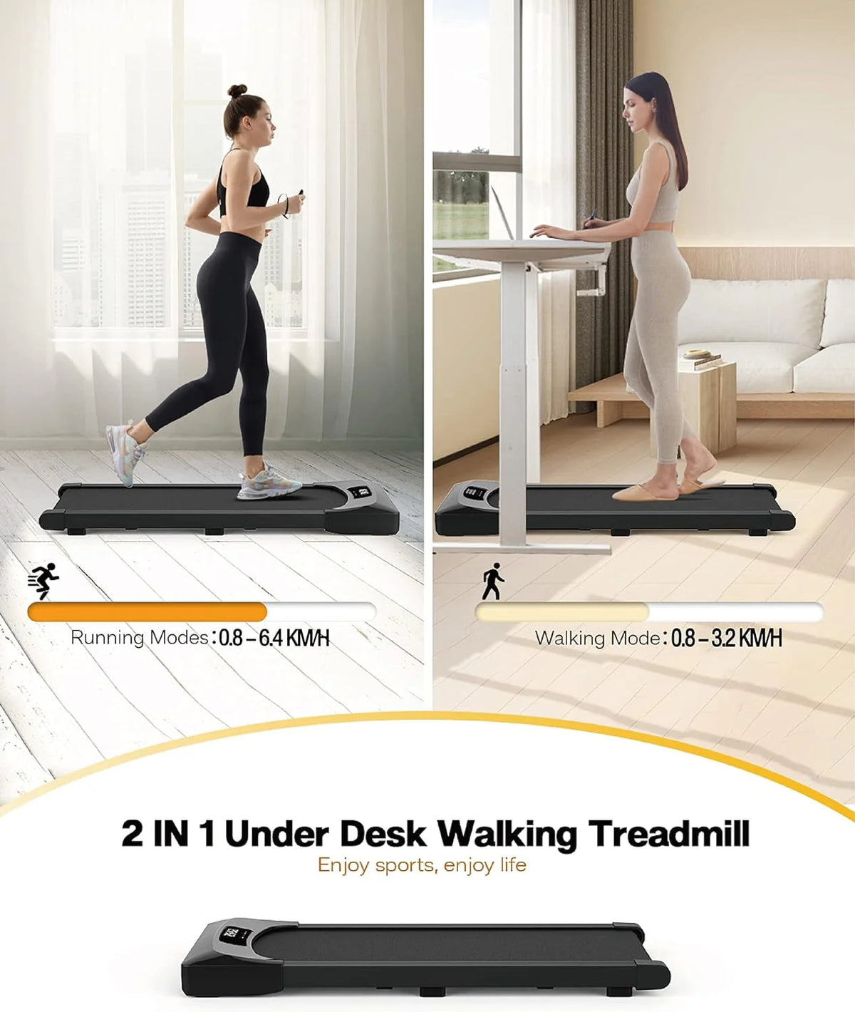 2 in 1 Foldable Under Desk Treadmill with Remote Control Z521