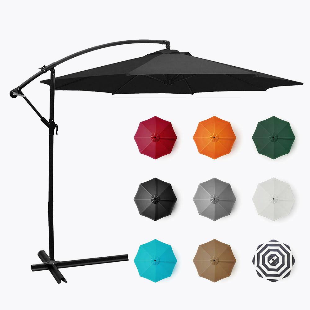 10 ft Offset Cantilever Umbrella with Cross Base, Gray M903653
