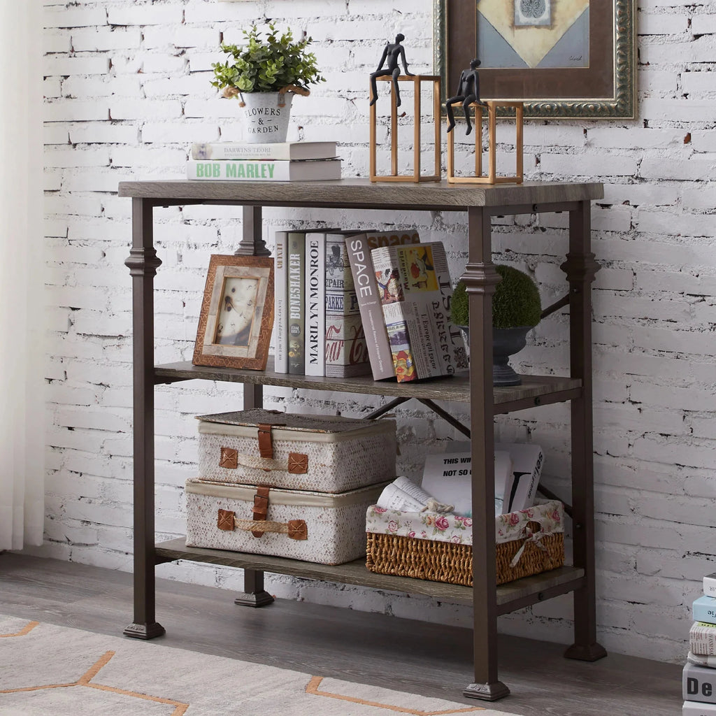 3-Tier Rustic Industrial Bookshelf Y362