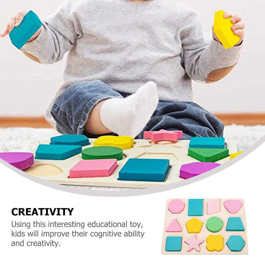 Wooden Puzzles Geometric Shapes Color Learning Toys A3856