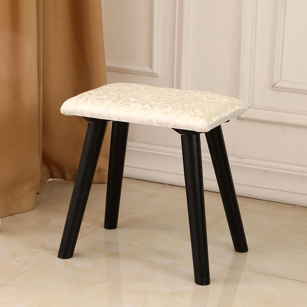 Black Wooden Dressing Table with Lighted Mirror and Cushioned Stool M618892