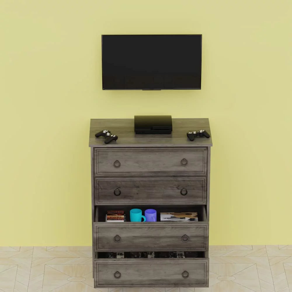 4 Drawer Gray Wood Dresser I786917