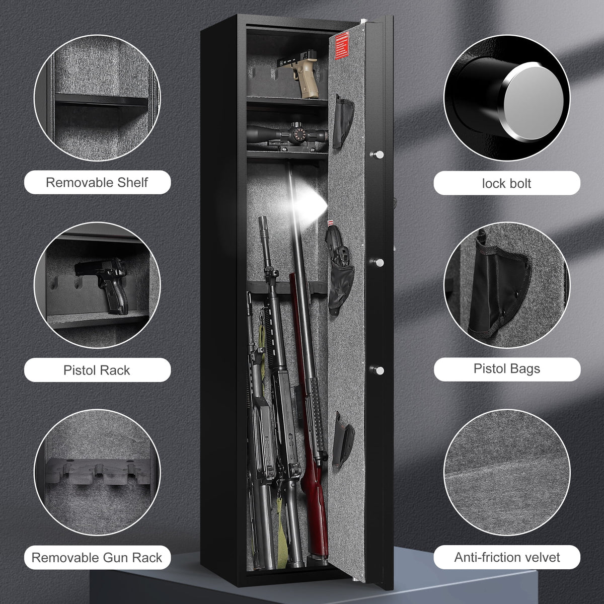 Digital Gun Safe with Alarm System and LED Light V593