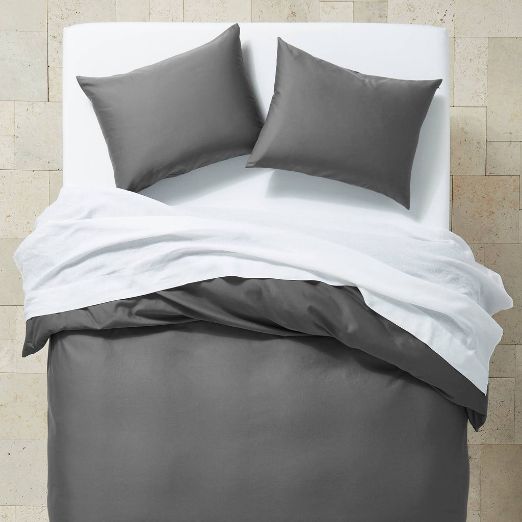 Full/Queen Supima Washed Sateen Duvet & Sham Set Dark Gray E931133