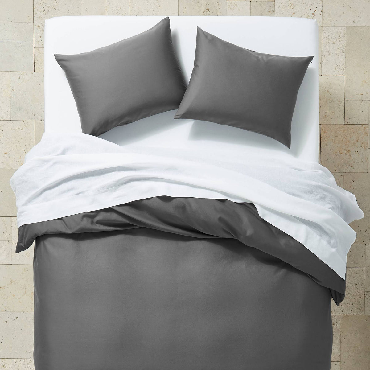 Full/Queen Supima Washed Sateen Duvet & Sham Set Dark Gray E931133
