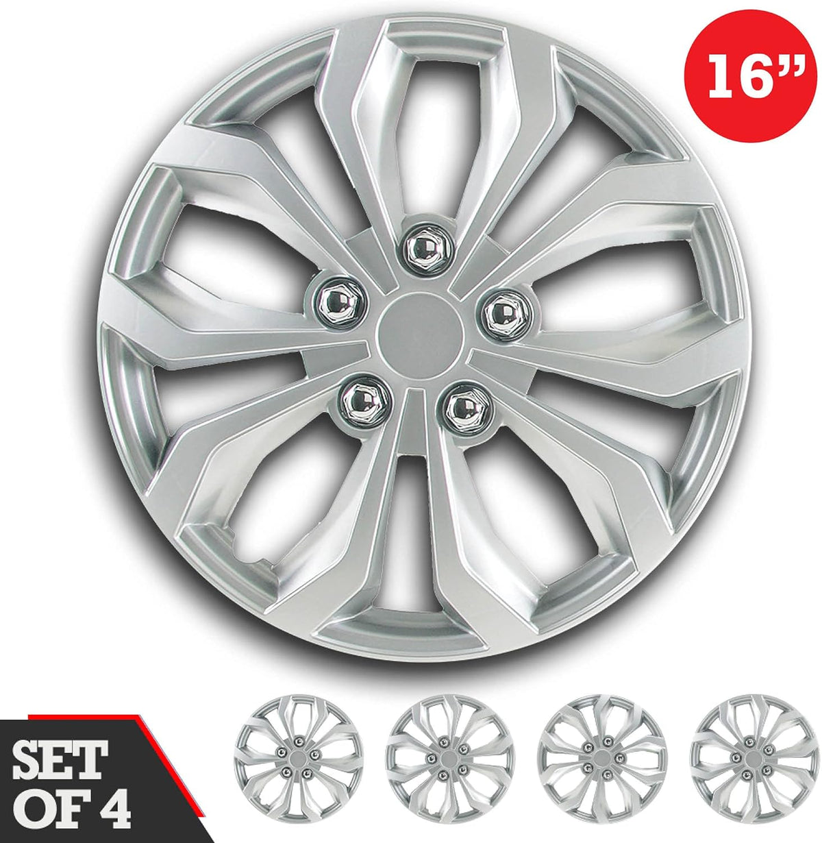 15 Inch Set of 4 Silver Hubcaps X537269
