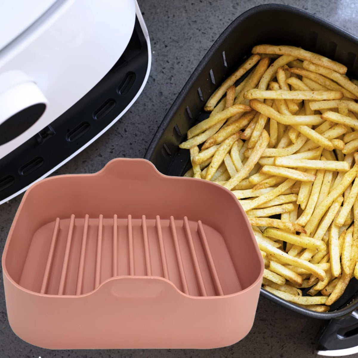 8 Inch Square Non-Stick Food-Grade Reusable Silicone Air Fryer Liners R152878