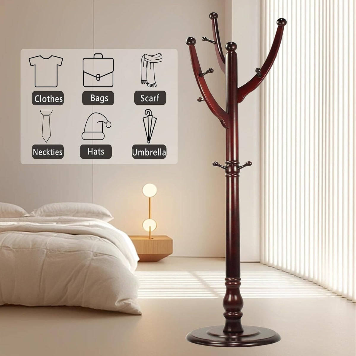 Freestanding Wood Coat Rack with 11 Hooks M370