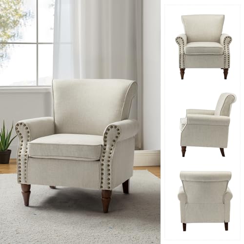 Accent Chairs Set of 2 with Wood Legs & Removable Cushion, RED V824