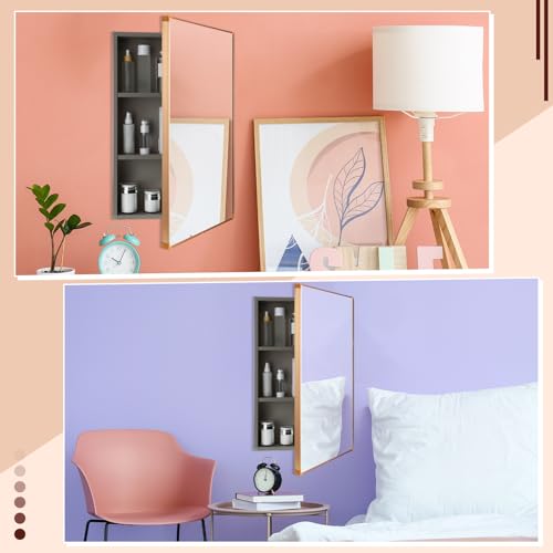 Light Grey 16 x 24 inch Wall Mounted Framed Medicine Cabinet with Mirror Z183212