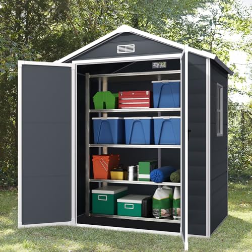 LightGray Resin Outdoor Storage Shed 6x4.4FT with Floor M388