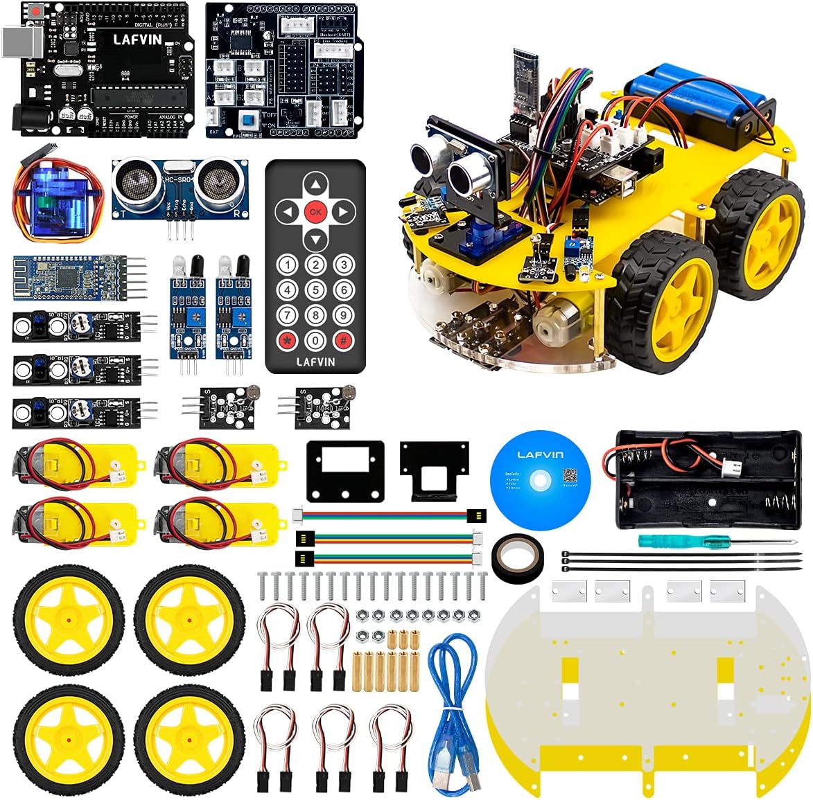 4WD Robot Car Kit STEM Programming Robot Car Compatible with Arduino IDE A8114