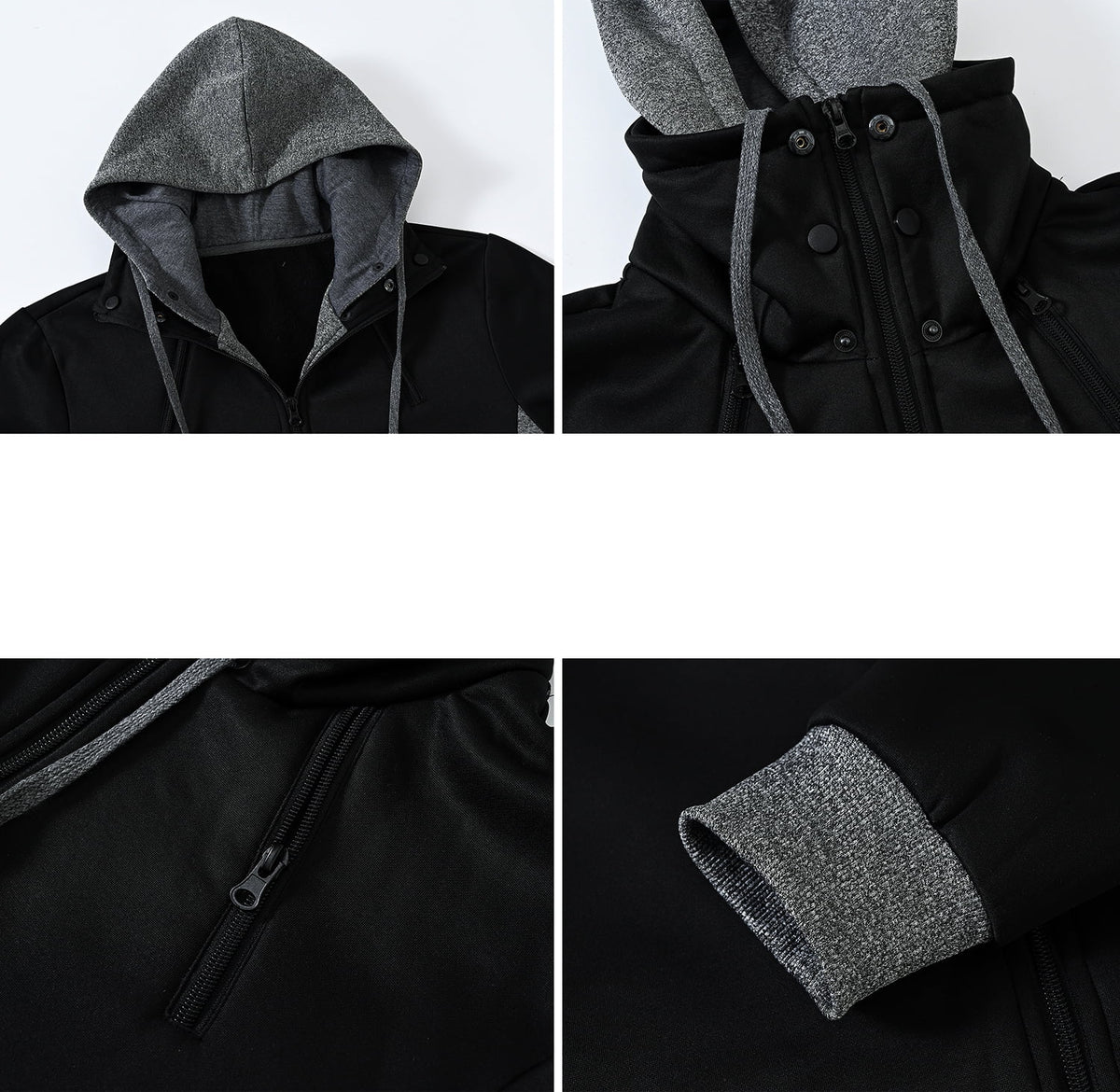 Black Fleece Zipper Hoodie V865023