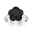 Black Onyx Five Petal Flower Ring in 925 Sterling Silver Size 7 X54154