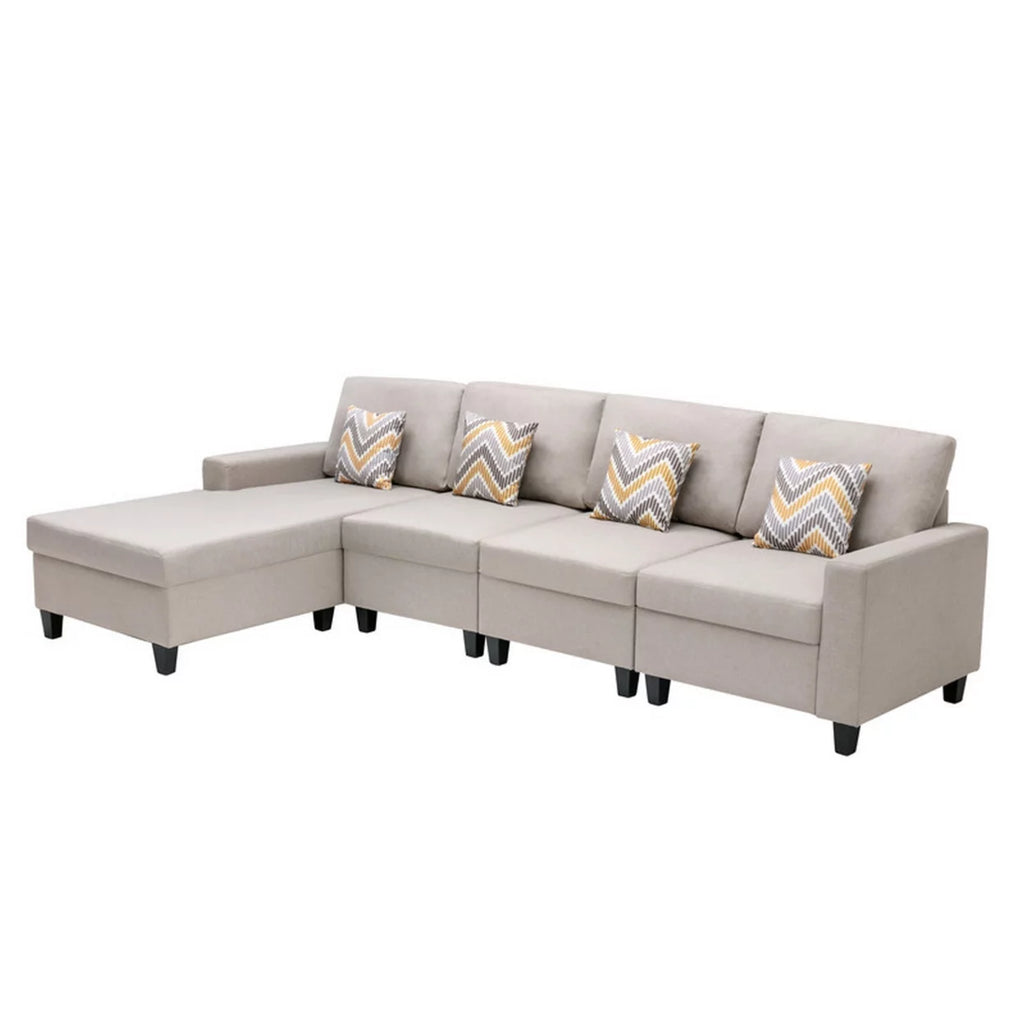4pc Reversible Sectional Chaise Sofa with Pillows A6615