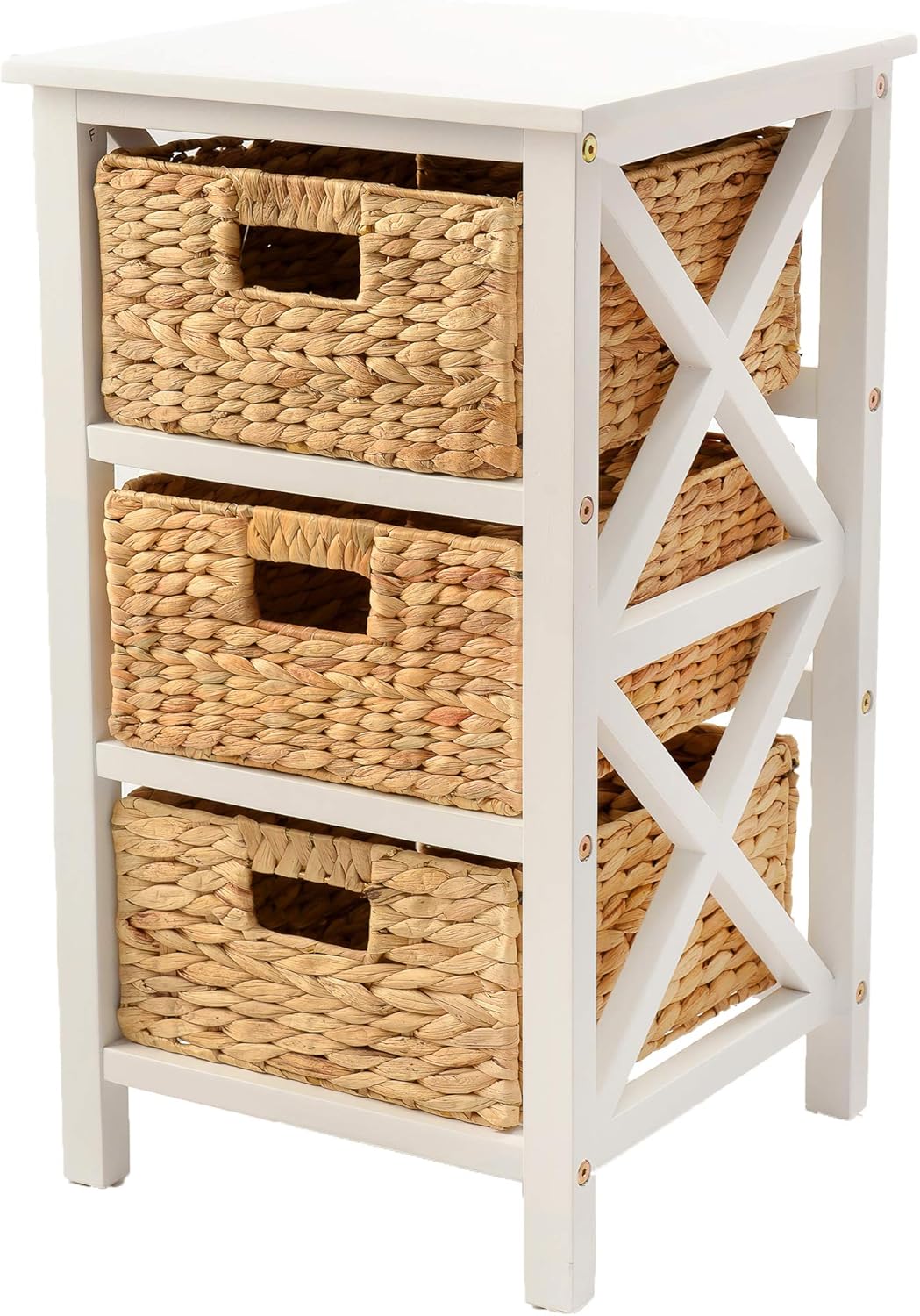 3 Tier End Table with 3 Baskets, Walnut M574