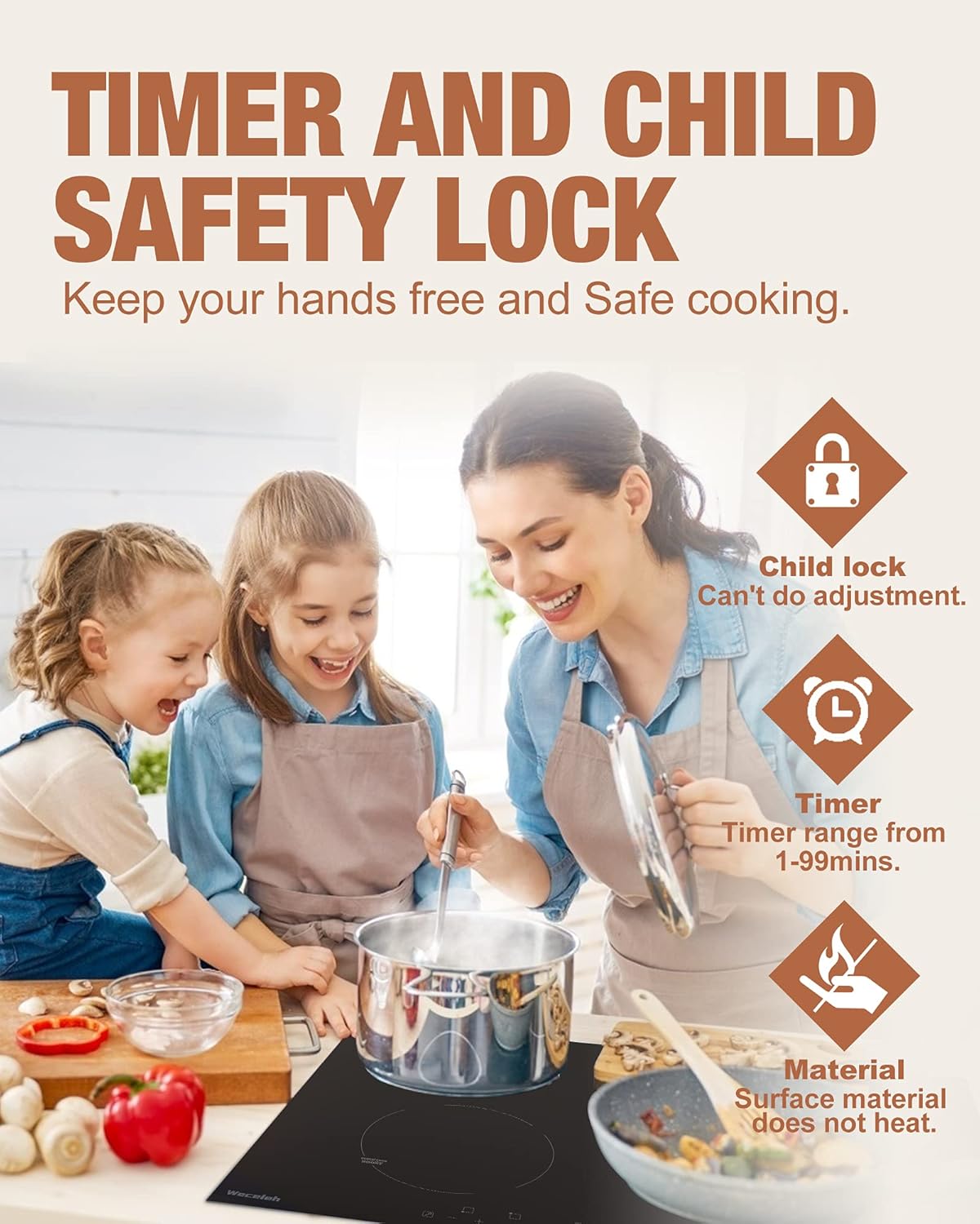 Induction Cooktop 30 Inch, 4 Burner 7000W, Built-in, 220-240V, 9 Power Levels, Timer & Kid Safety Lock A20361