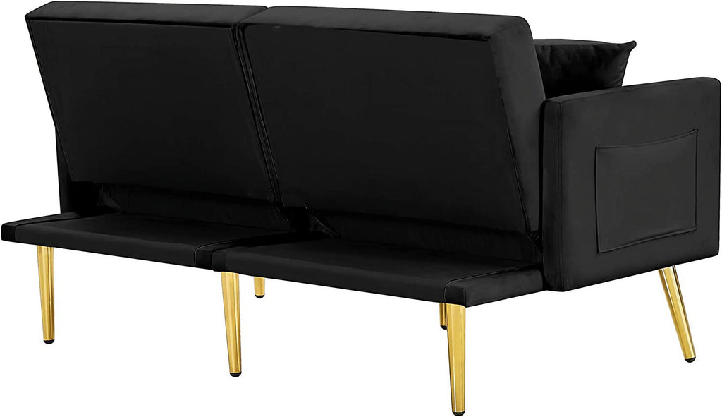 Pink Velvet Convertible Futon Sofa Bed J669