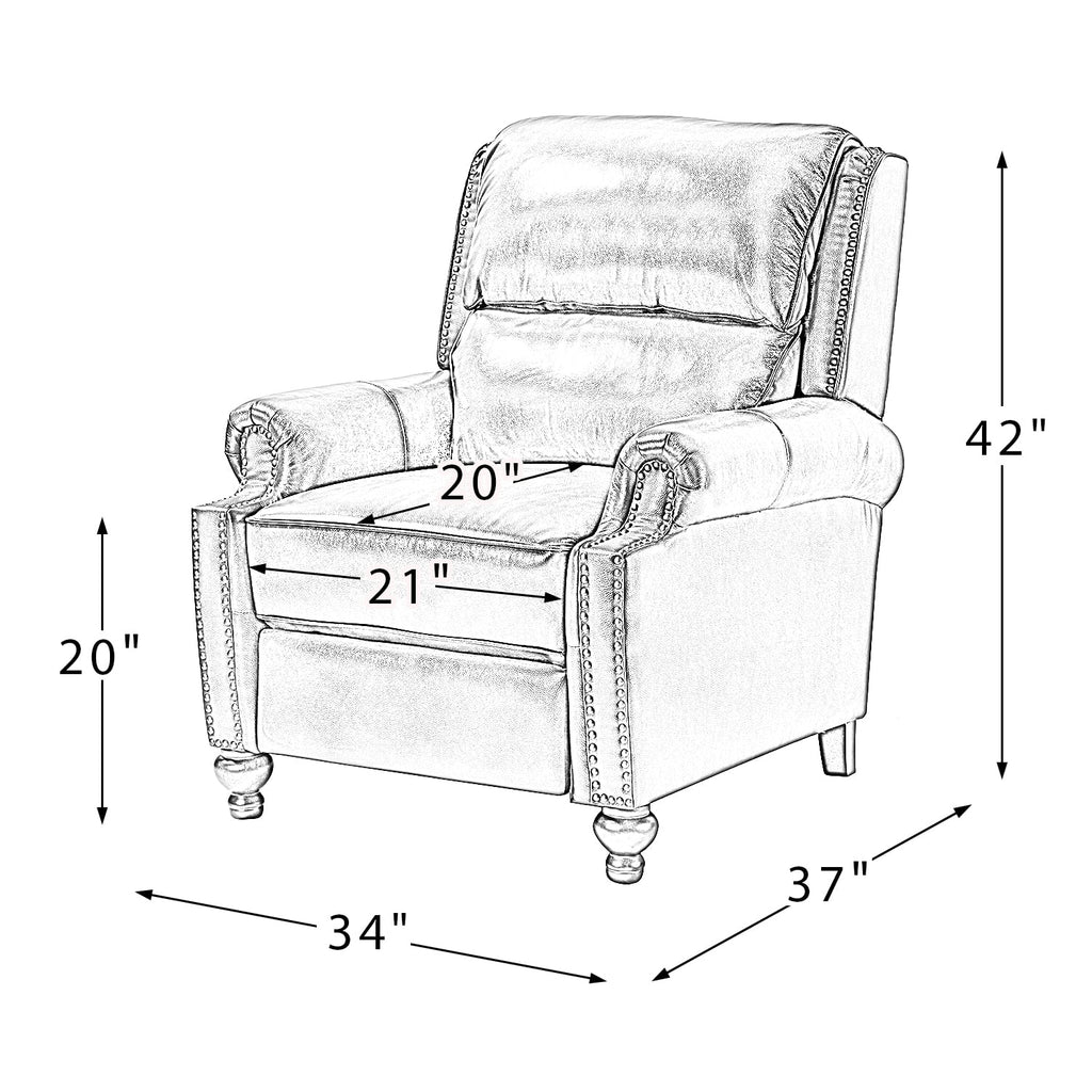 Camel Genuine Leather Recliner Chair with Wood Legs M418