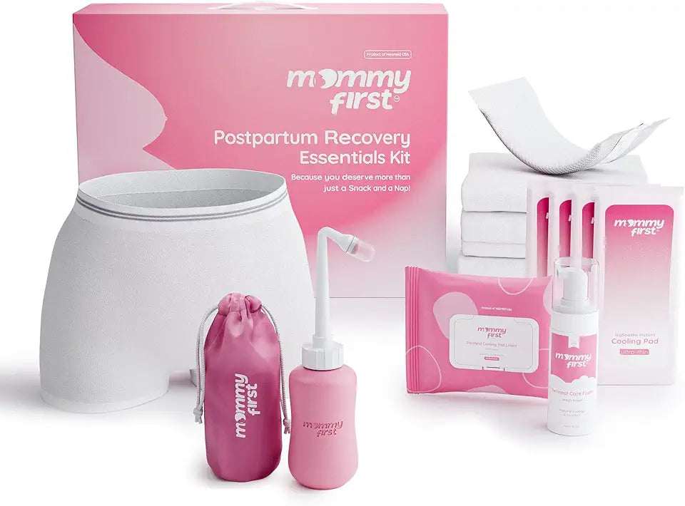 Postpartum Recovery Kit with Perineal Ice Packs, Witch Hazel Foam, Liners, Peri Bottle & Underwear N767
