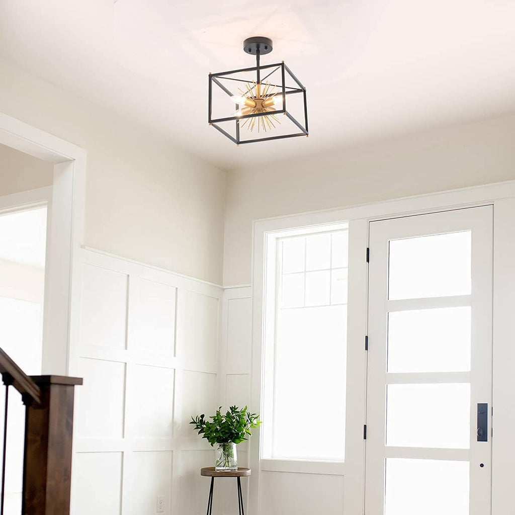 Gold 4-Light Semi-Flush Mount Ceiling Light Fixture E884