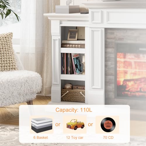 70" Electric Fireplace with Mantel, TV Stand with Storage, Remote Control H3359
