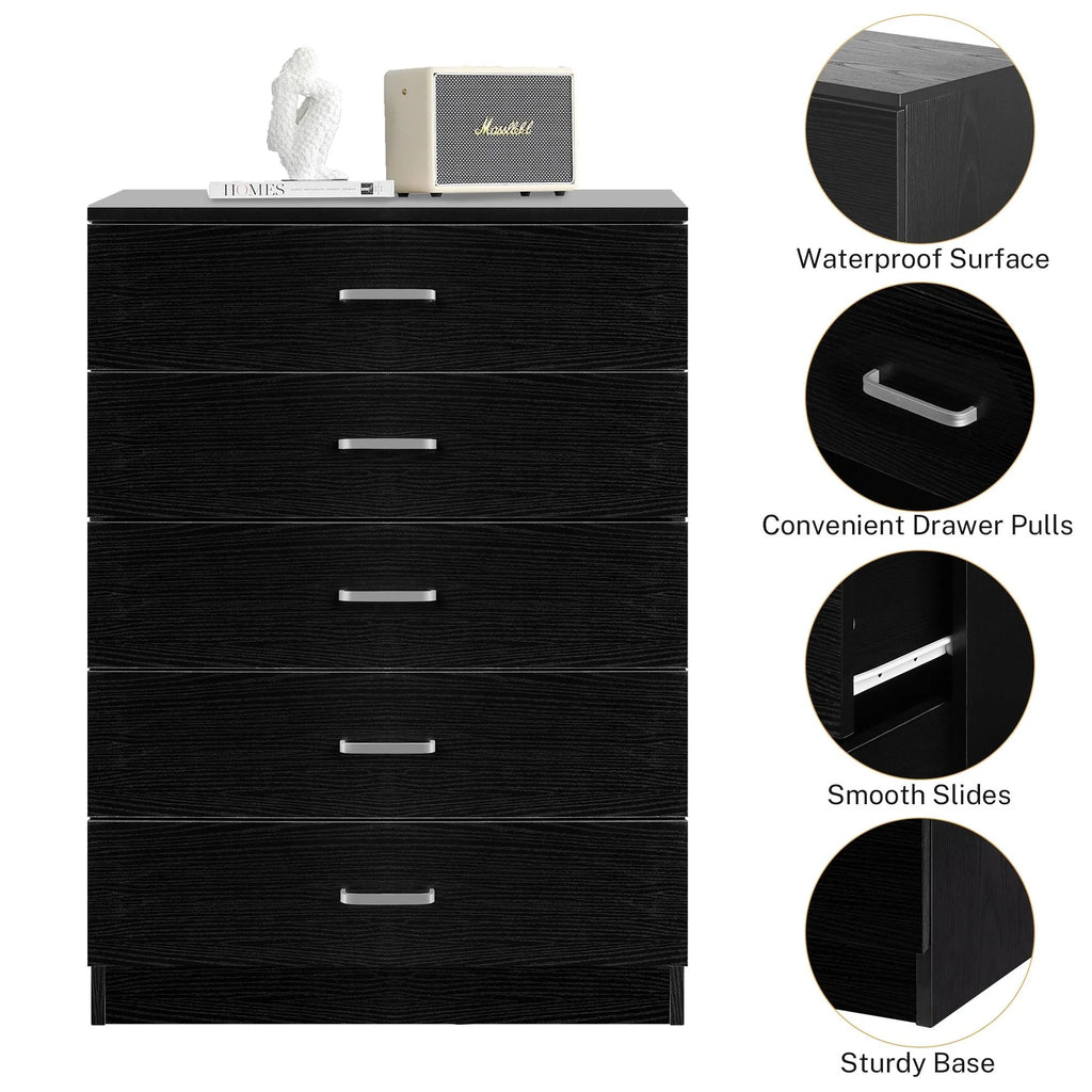 Black 5 Drawer Dresser T4864