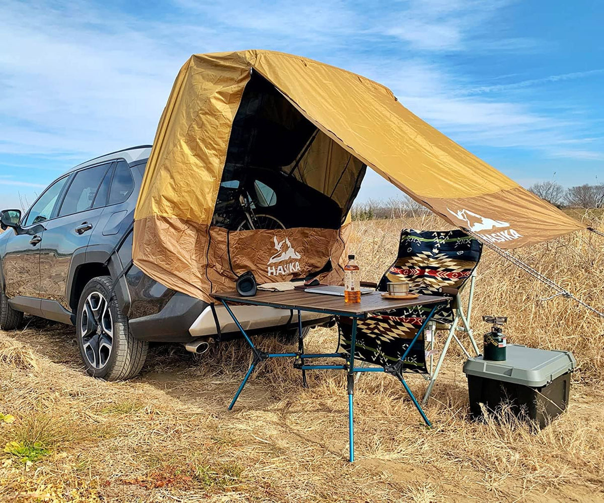 Waterproof Tailgate Shade Awning Tent for Car Camping SUV Yellow S2476