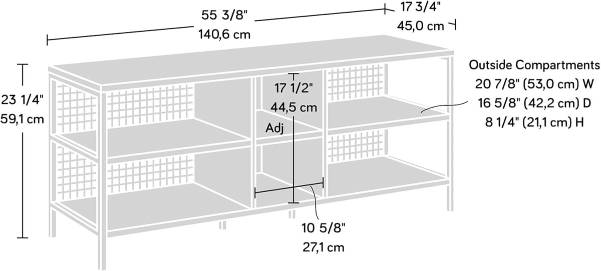 Credenza for TVs up to 60", Rich Walnut Finish P446