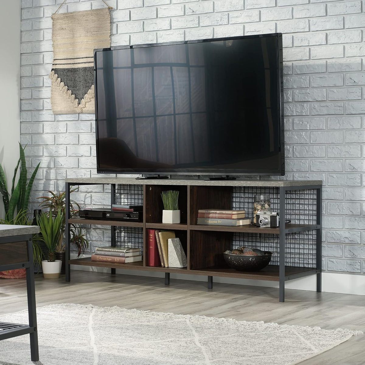 Credenza for TVs up to 60", Rich Walnut Finish P446