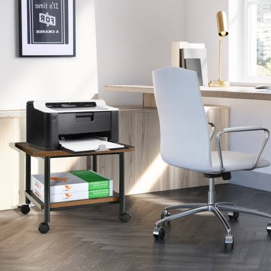 Brown Under Desk Printer Stand with 360 Swivel Casters I310