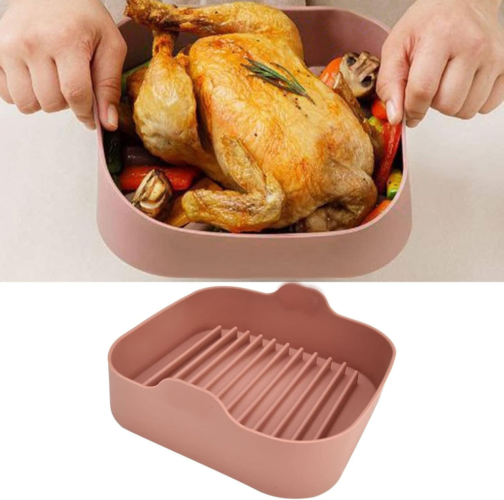 8 Inch Square Non-Stick Food-Grade Reusable Silicone Air Fryer Liners R152878