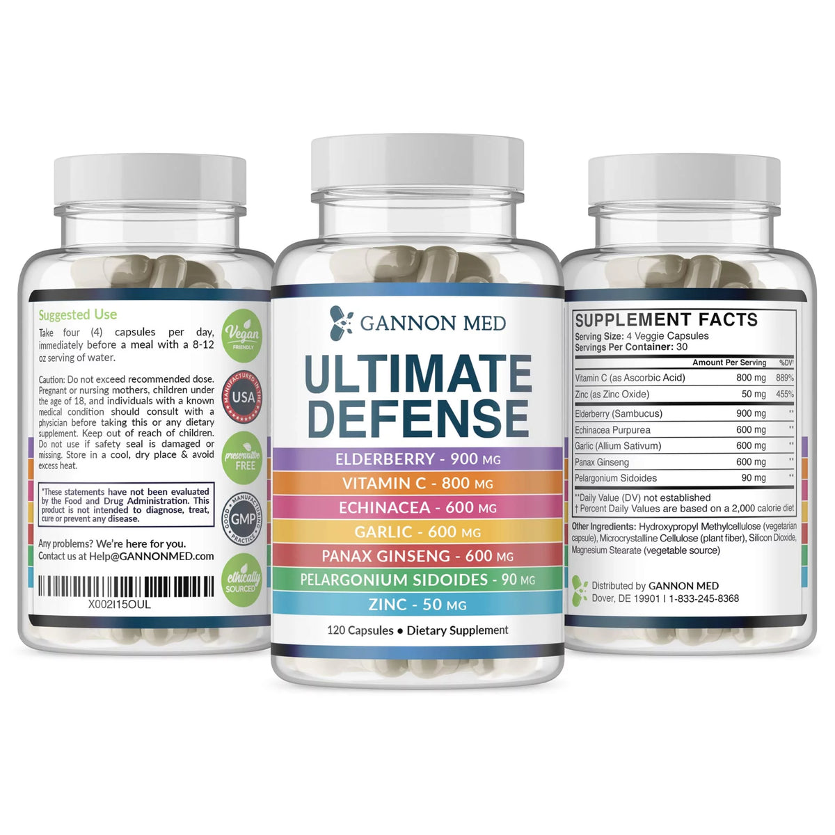 Zinc 50mg Vitamin C 800mg Elderberry 900mg Echinacea 600mg 120 Vegan Caps F514