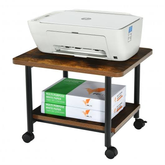 Brown Under Desk Printer Stand with 360 Swivel Casters I310