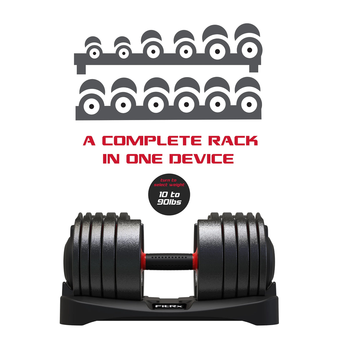 Adjustable Dumbbell 10-90 lbs Black W912