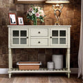 Antique Navy Console Table with Glass Doors and Drawers V68178