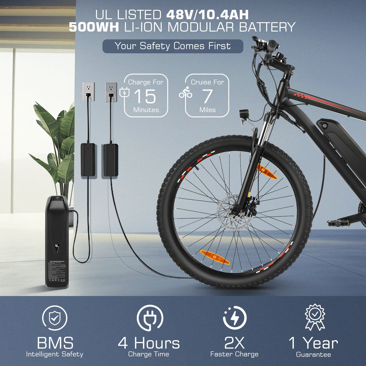 Electric Bike 26 500W 48V 10.4Ah 19.8MPH E9436