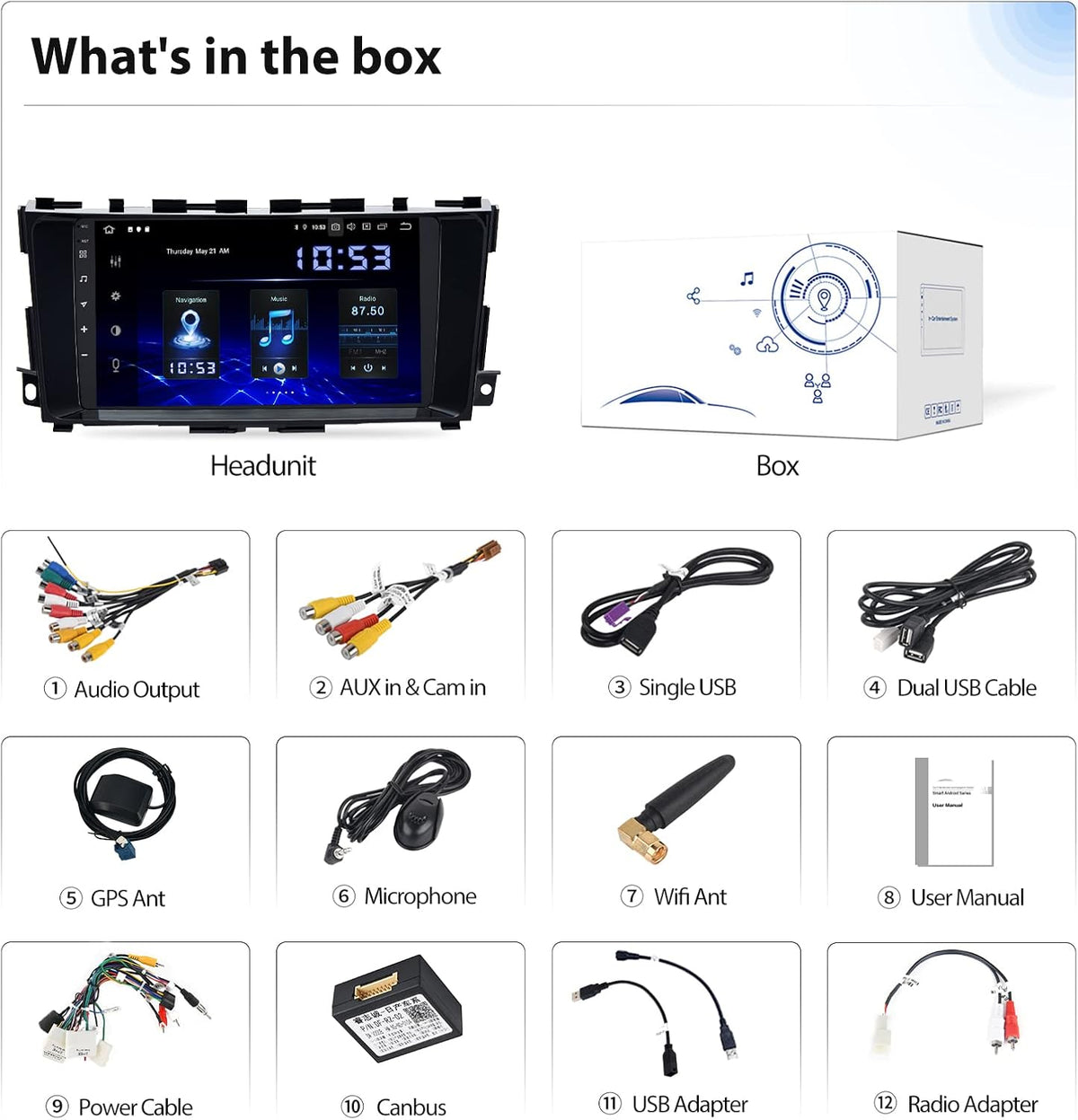 9 Inch Android Car Stereo with Navigation Carplay Android Auto DSP Radio Y82882