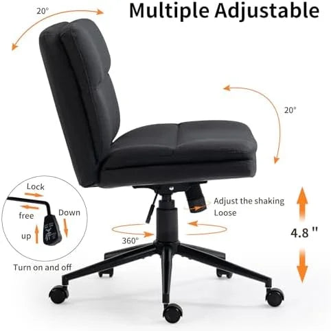 Black Armless Fabric Office Chair with Wheels W531
