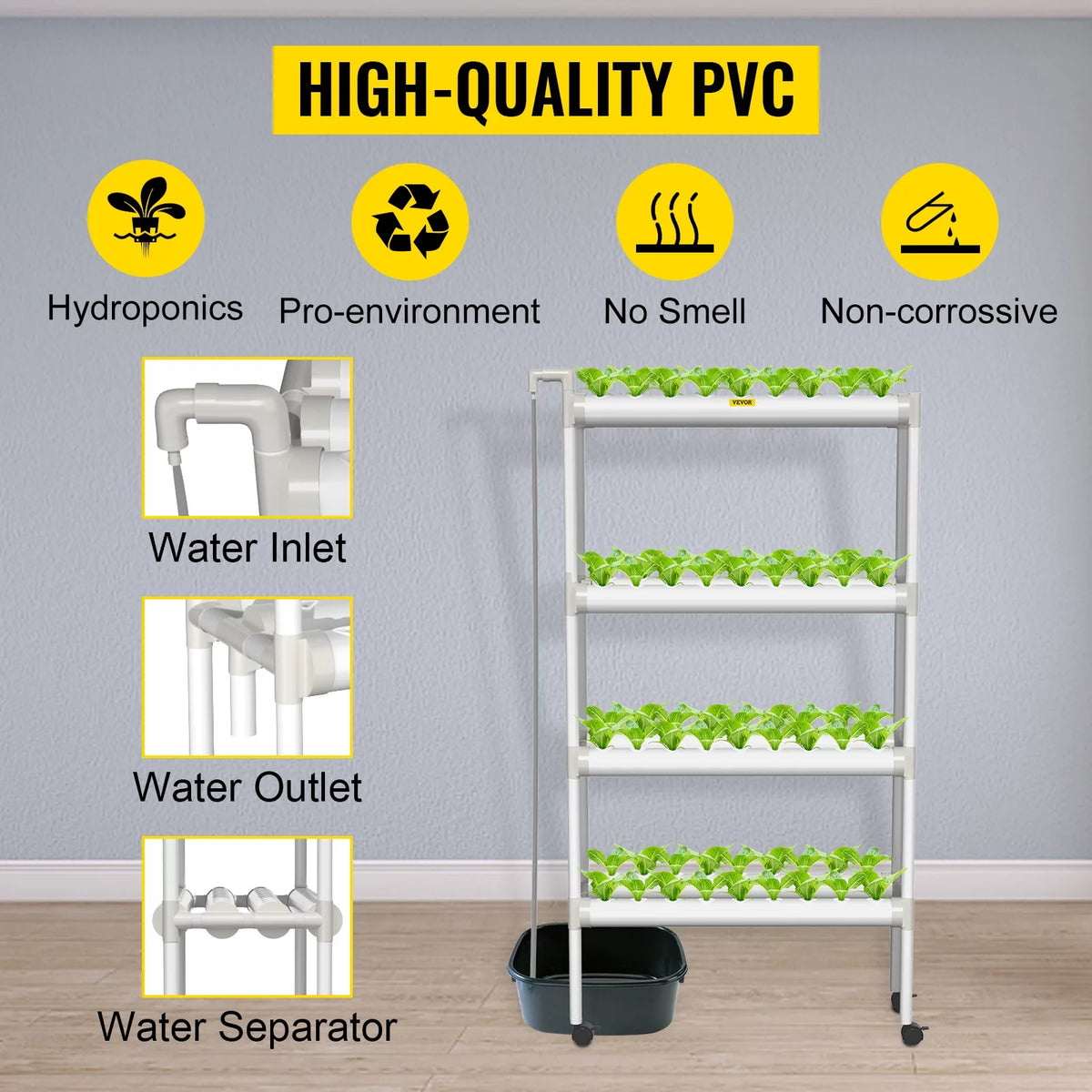 72 Plant Sites 4 Layers 8 Pipes Hydroponic Grow Kit F9893