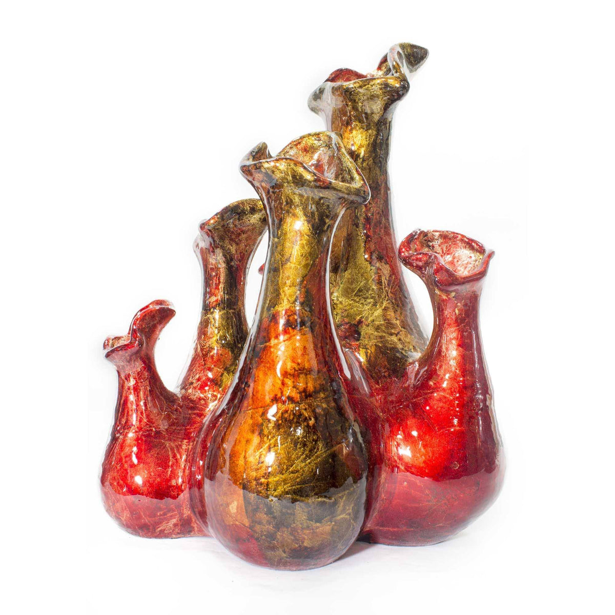 Copper Red Gold Ceramic 5-Bud Vase C469419