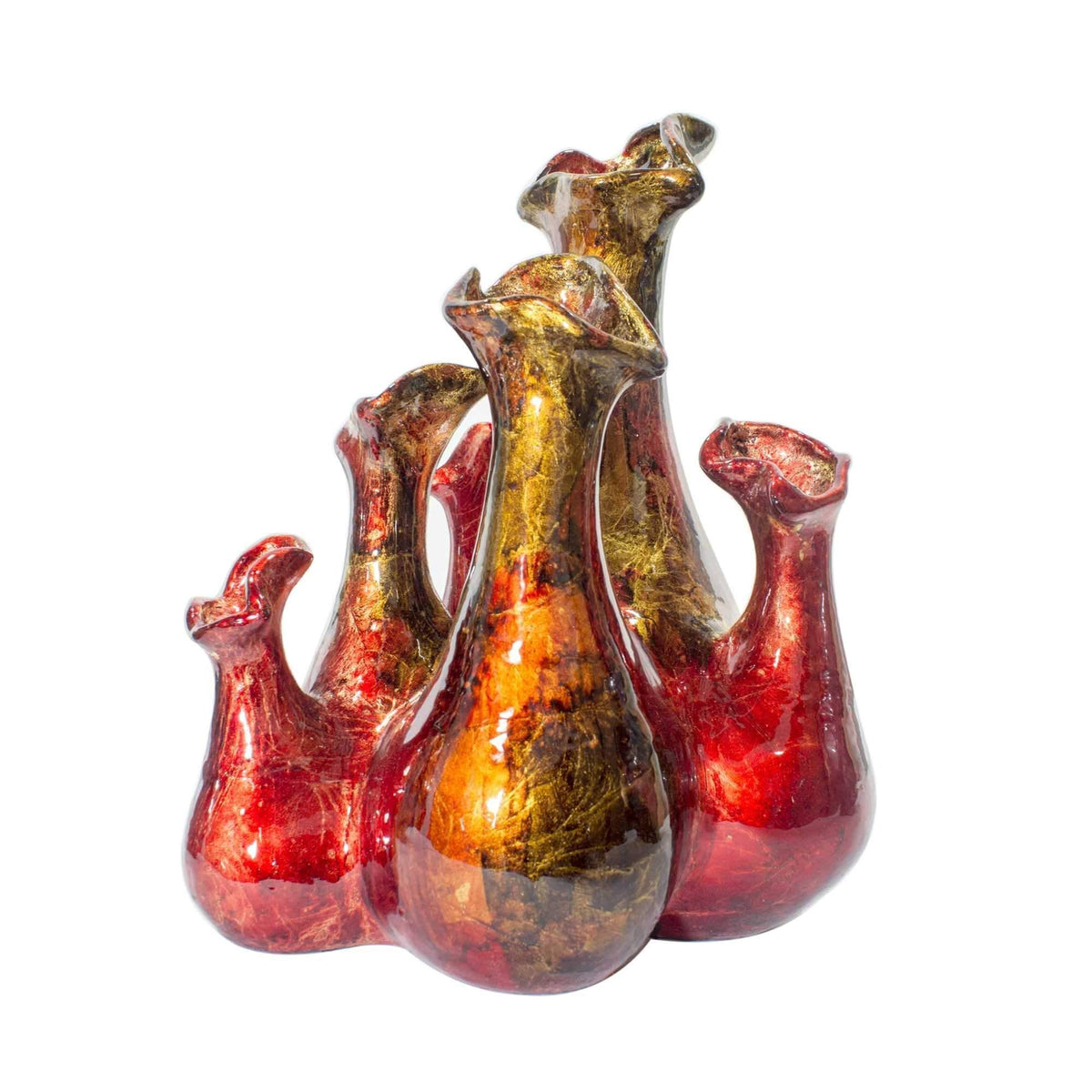 Copper Red Gold Ceramic 5-Bud Vase C469419