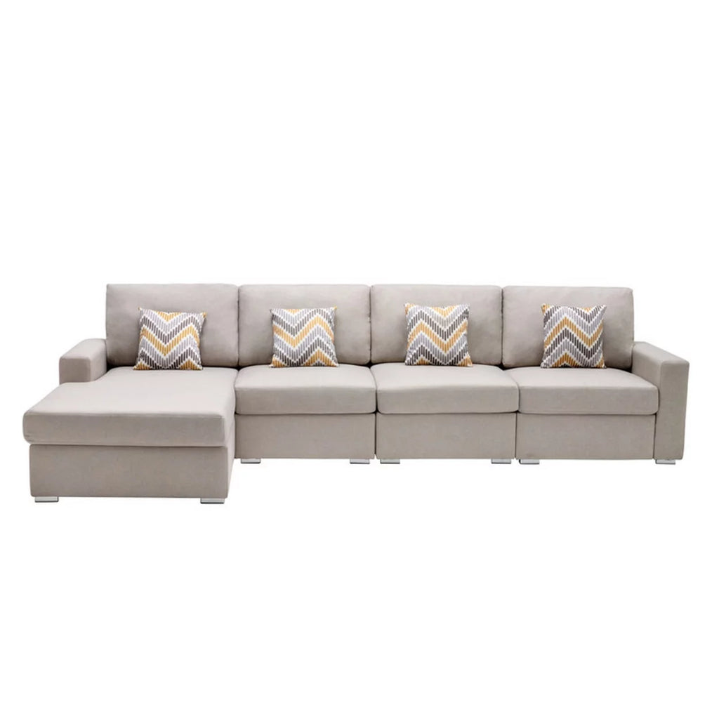 4pc Reversible Sectional Chaise Sofa with Pillows A6615