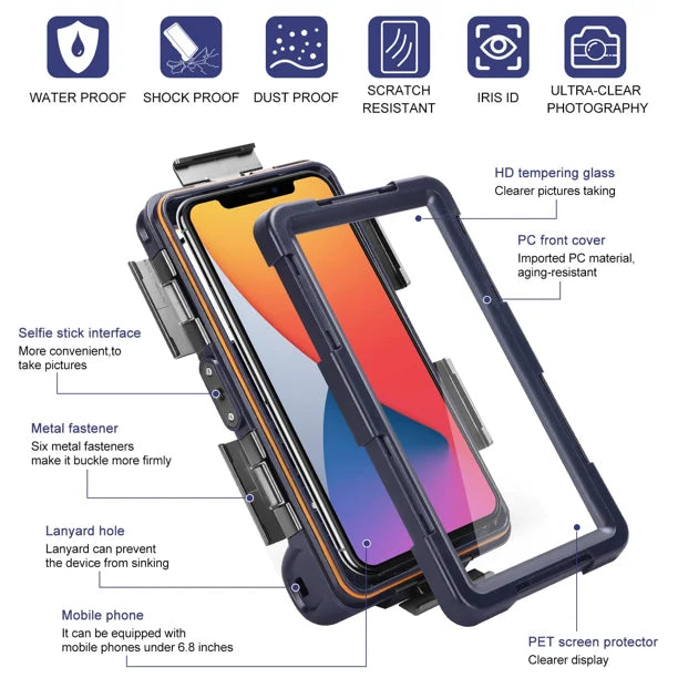 Waterproof Protective Case for Phones Up to 6.9 Inch with Lanyard G914754