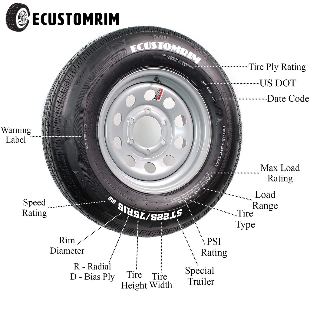 13 5 Lug Galvanized Spoke Trailer Tire On Rim D217322