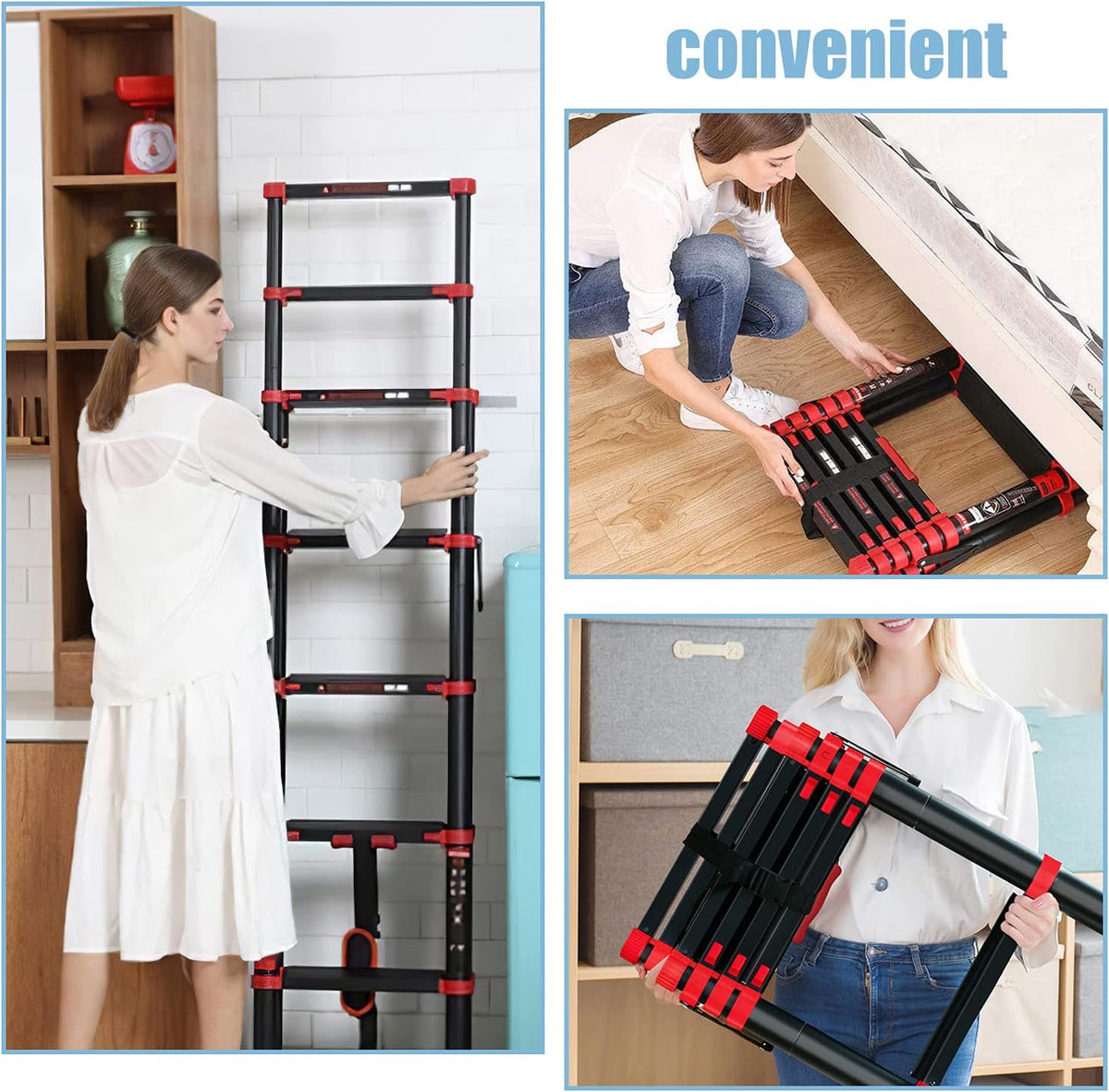 Telescopic Ladder 7+9 Aluminum A-Frame Extension Ladder, 330 Pound Capacity W42265