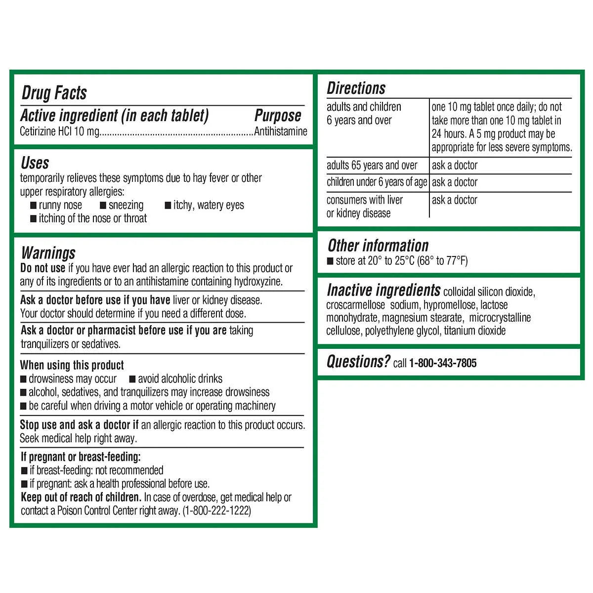 24 Hour Allergy Relief Antihistamine Cetirizine HCl 10 mg, 120 Tablets I1821