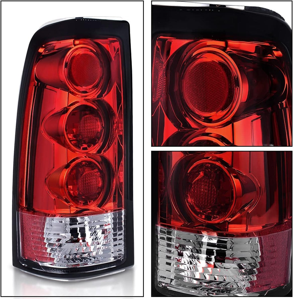 Black Housing Replacement Headlights + Red Lens Taillights Combo I26270