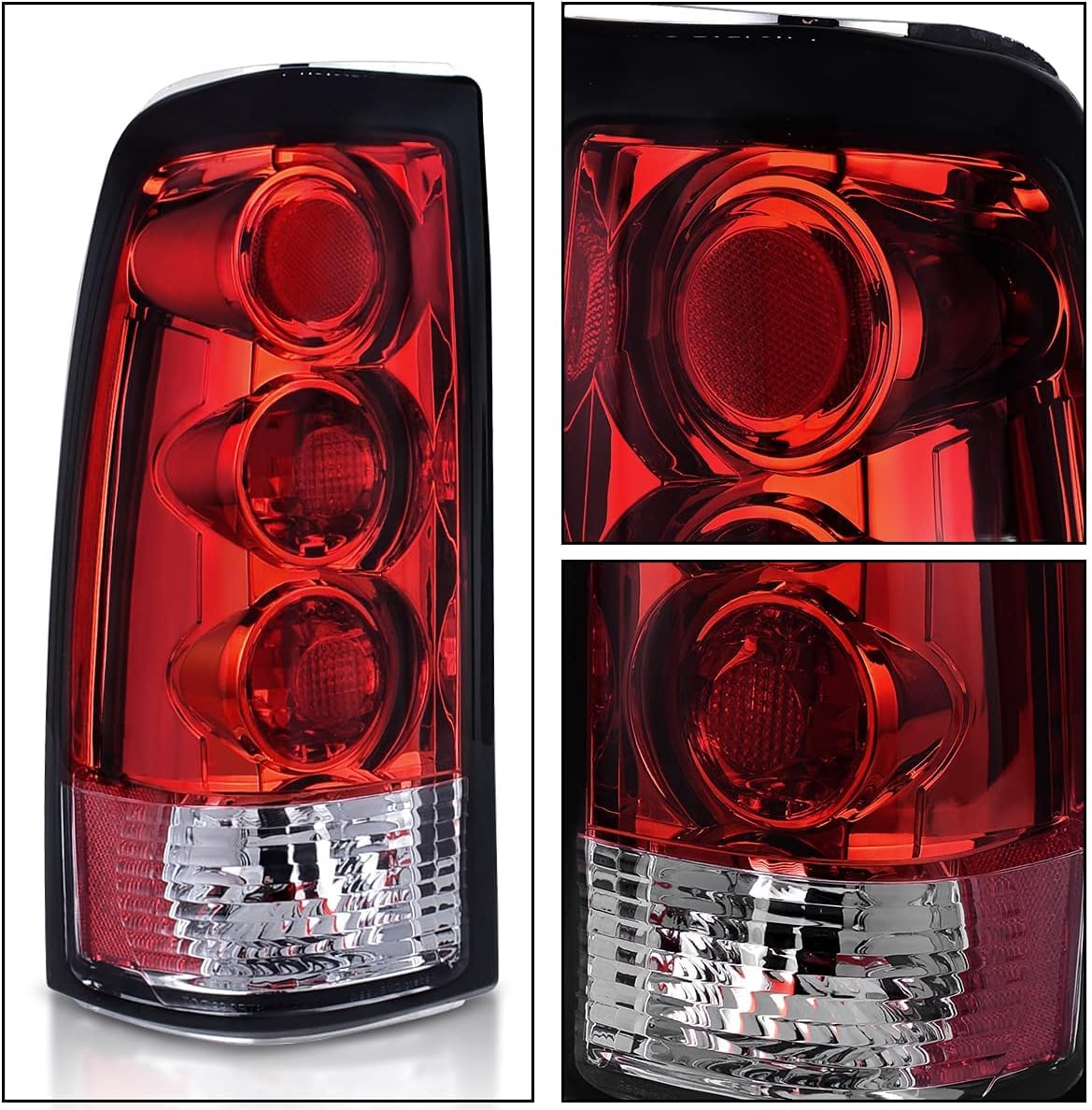 Black Housing Replacement Headlights + Red Lens Taillights Combo I26270